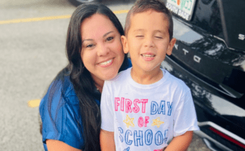 Image: Krystal and her son JJ on his first day of school (National Scholarship Month: Special Needs Edition Krystal Giraldo Contributor Miami Mom Collective)
