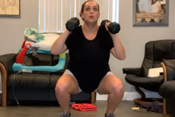 Image: Alisa working out at home (Fit Through The Holidays: 6 Tips That Stick Alisa Britton Contributor Miami Mom Collective)