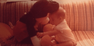 A picture of Sandra as an infant with her first Mickey toy (Disney Has Some Secrets, Sort Of Sandra Jacquemin Contributor Miami Mom Collective)