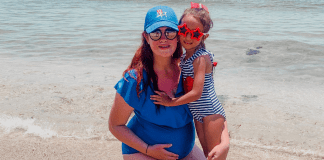 Jessica with her daughter at the beach (Beach More, Stress Less : Beach Day Tips and Hacks Jessica Alvarez-Ducos Contributor Miami Mom Collective)