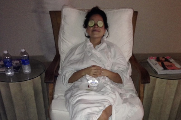 Lorena enjoying the spa (Lorena Lougedo Contributor Miami Mom Collective)