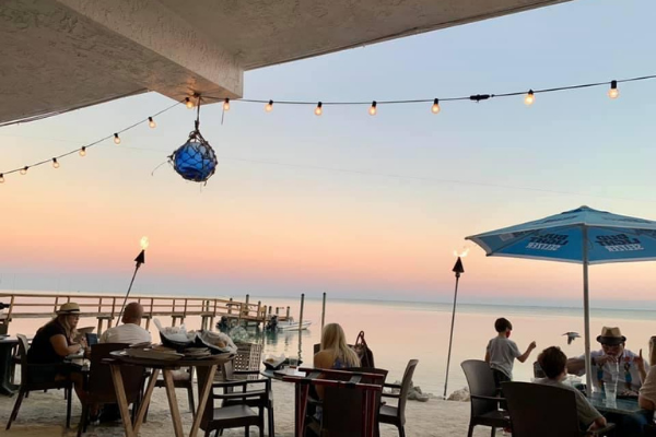Image: A view of the sunset from Lazy Days restaurant on Islamorada