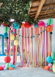 Tissue paper balls and streamers