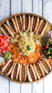 A hot dog charcuterie board