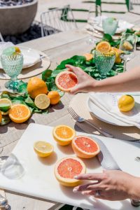A beautiful citrus-themed table