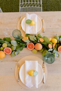 A citrus themed table runner