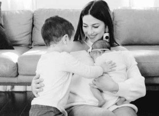 Jacqui with her toddler and infant (Language Stimulation Techniques For a Mama Overcoming PPD Jacqueline Jebian Garcia Contributor Miami Mom Collective)