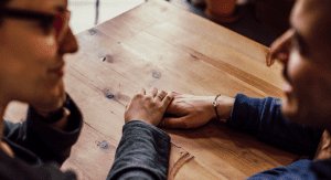Image: Two people sitting and talking together (Speak Up: You Matter, Your Opinions Matter Rachelle Haime Contributor Miami Mom Collective)