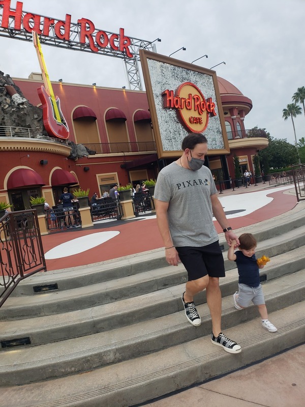 Sandra's husband and son at the Hard Rock cafe (Sandra Jacquemin Contributor Miami Mom Collective)