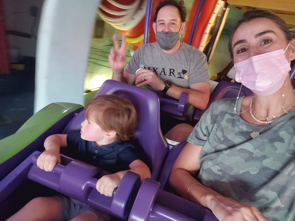 Sandra and her family on the Suess Trolley Train Ride (Universal Orlando: The "Other" Theme Park Sandra Jacquemin Contributor Miami Mom Collective)