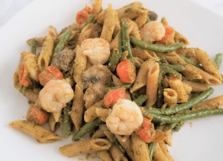 A plated portion of penne pesto skillet (Penne Pesto Skillet: An Easy One-Pot Meal for Busy Weeknights Dina Garcia Contributor Miami Mom Collective)