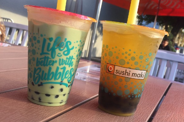 Two kinds of bubble tea from Sushi Maki (Bubble Tea: My Epic Quest for the Perfect Boba Combination Kristen Llorca Contributor Miami Mom Collective)