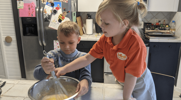 International Waffle Day: Like Music to My Ears Rachel's kids stirring waffle batter (International Waffle Day: Like Music to My Ears Rachel Hulsund Contributor Miami Mom Collective)