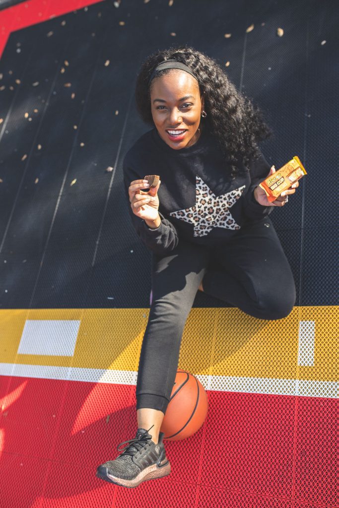 Sharonda with a game time snack (Tourney Time: Are You Ready for the Dance? Sharonda Stewart Contributor Miami Mom Collective)
