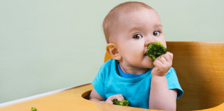 A baby girl trying some solid food (Overcoming My Solid Feeding Fears: A Journey of an Anxious Mom Andrea Wood & Cindy Herde Contributors Miami Mom Collective)
