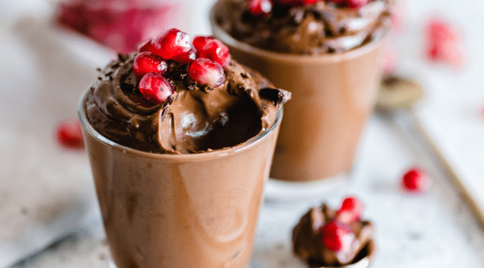 Chocolate Mousse: A Yummy Way to Share the Love Chocolate mousse cups topped with pomegranate seeds (Chocolate Mousse: A Yummy Way to Share the Love Adita Lang Contributor Miami Mom Collective)