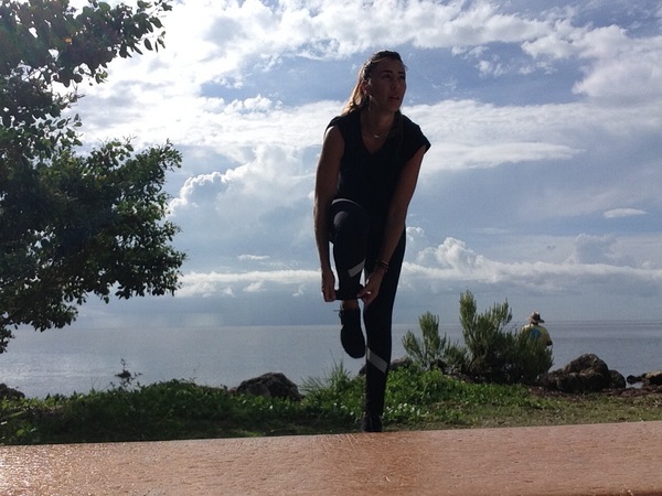 Image: Sandra preparing to go for a run