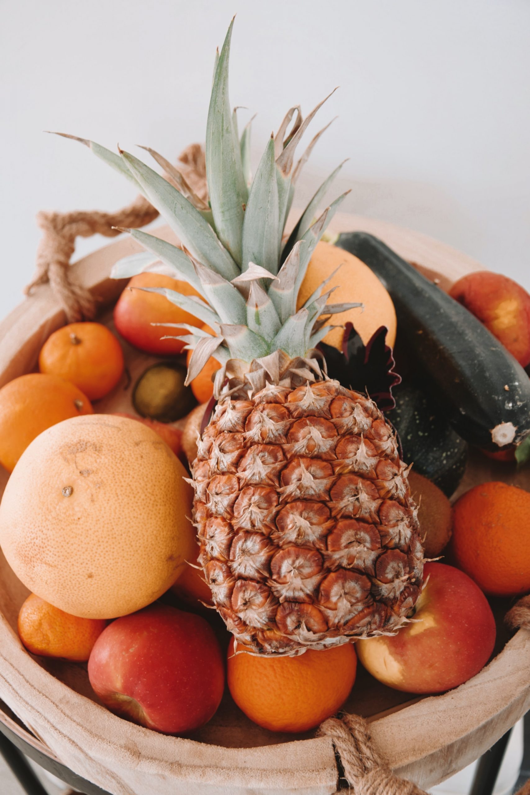 Image: A basket of healthy fruits and vegetables