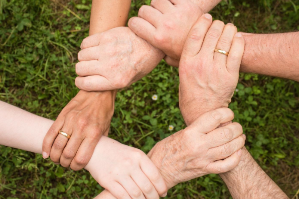 Image: Hands holding wrists