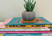 Hispanic Heritage Month: A Book List for Celebrating Culture! Image: A stack of children's books for Hispanic Heritage Month