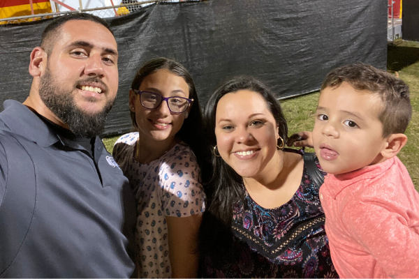 Image: Krytal with her husband, stepdaughter, and son