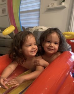Image: Toddler twin sisters playing together