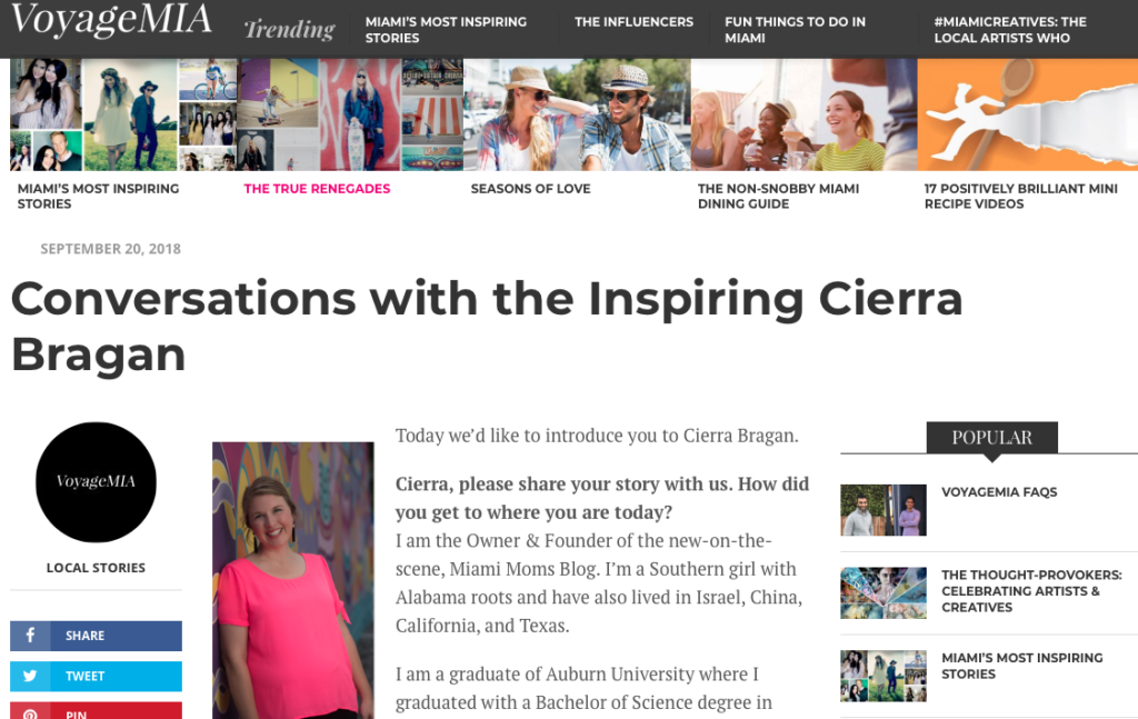 Voyage Mia Miami Moms Blog Cierra Bragan