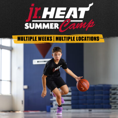 Image: A jr. Miami HEAT summer camper playing basketball