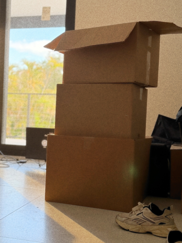 Image: A stack of moving boxes